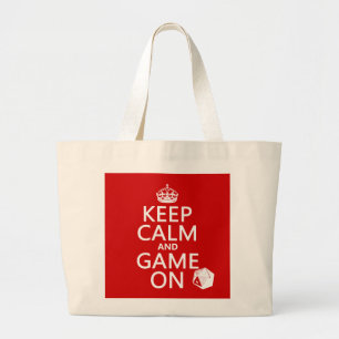 Bolsa Tote Grande Mantenha a calma e o jogo sobre - dados - todas as