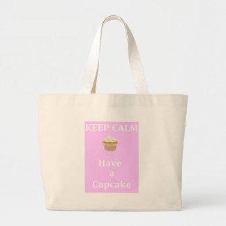 Bolsa Tote Grande Mantenha a calma - para comer um cupcake