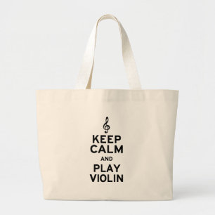 Bolsa Tote Grande Mantenha calma e toque violino