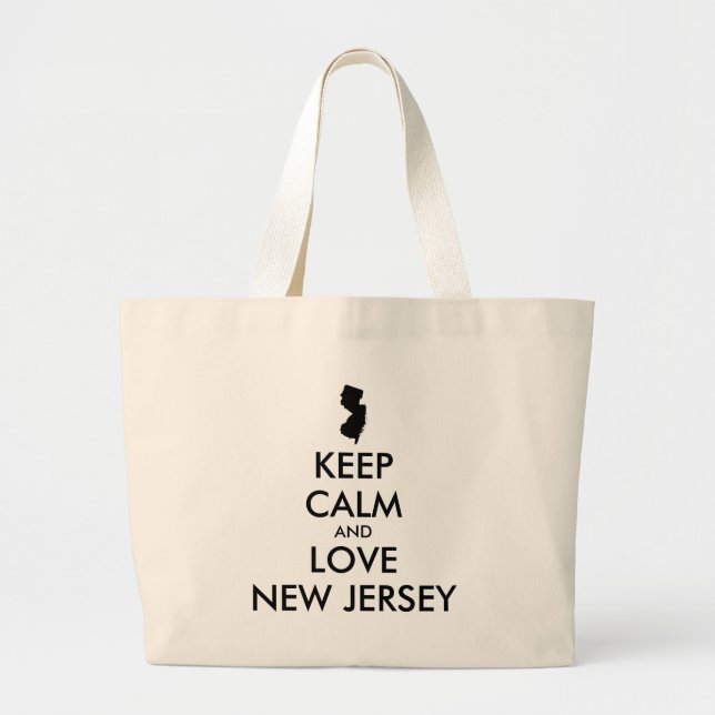 BOLSA TOTE GRANDE MANTENHA CALMO E AMES PERSONALIZÁVEIS NOVO JERSEY (Frente)