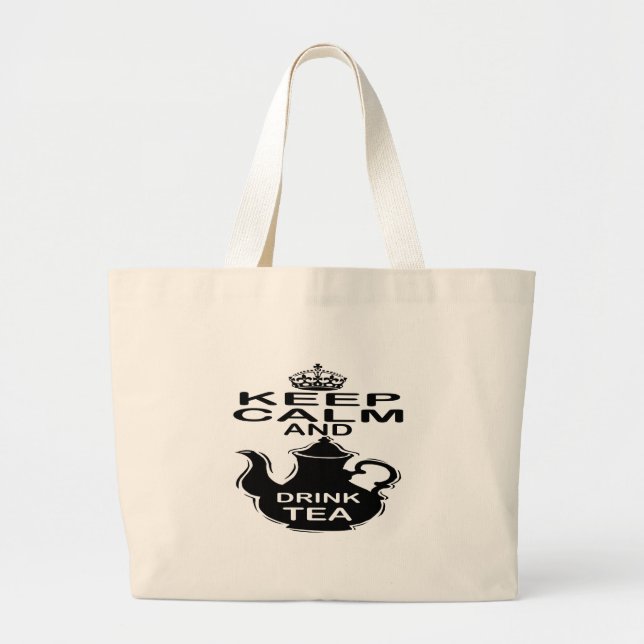 Bolsa Tote Grande Mantenha chá calmo e da bebida (Frente)