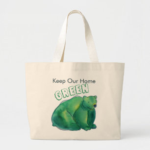 Bolsa Tote Grande Mantenha Nosso Urso Verde