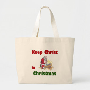 Bolsa Tote Grande Mantenha o cristo no Natal
