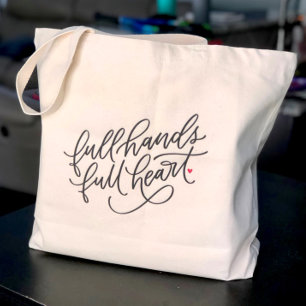 Bolsa Tote Grande Mão completa do coração das mãos do cheio rotu