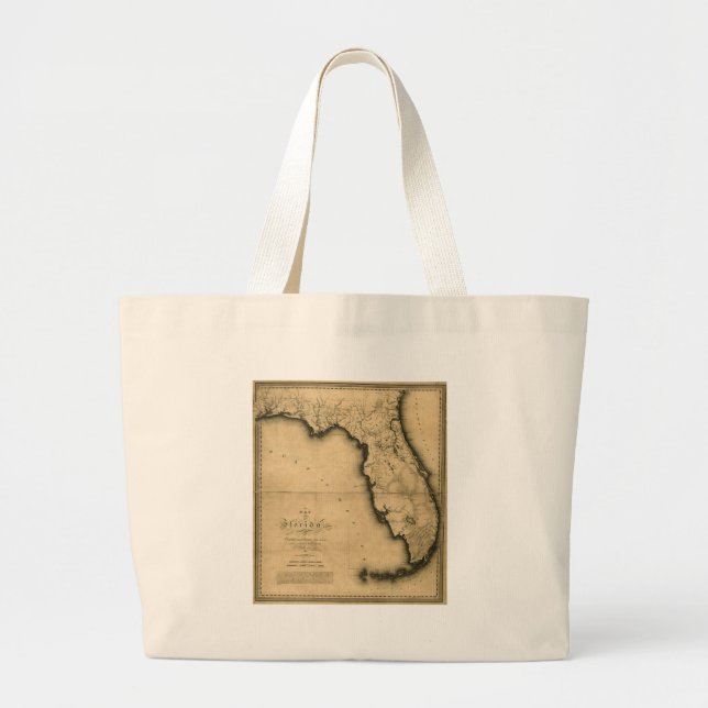 Bolsa Tote Grande Mapa 1823 de Florida (Frente)