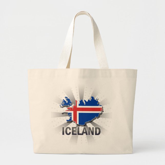 Bolsa Tote Grande Mapa 2,0 da bandeira de Islândia (Frente)