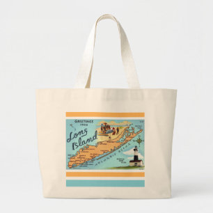 Bolsa Tote Grande Mapa Antigo da Ilha Longa