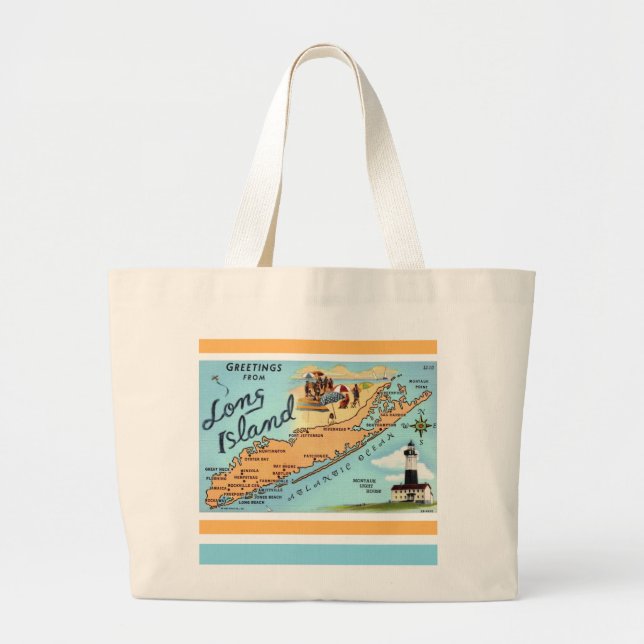 Bolsa Tote Grande Mapa Antigo da Ilha Longa (Frente)
