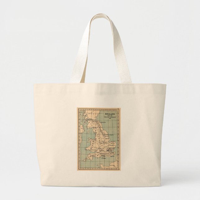 Bolsa Tote Grande Mapa antigo da Inglaterra (Frente)