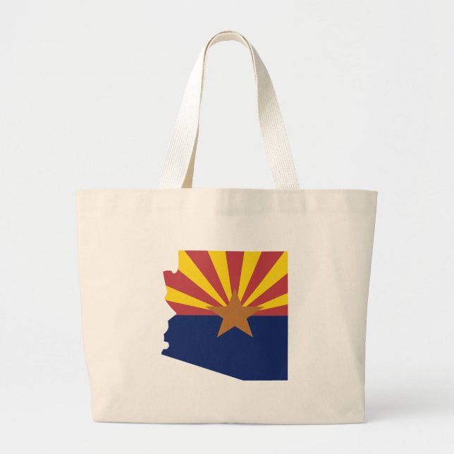 Bolsa Tote Grande Mapa da bandeira da arizona (Frente)