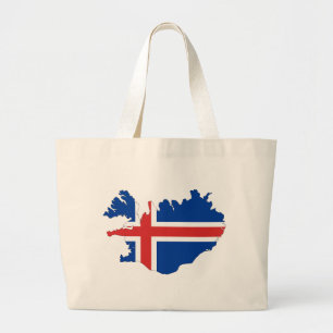 Bolsa Tote Grande Mapa da bandeira de Islândia