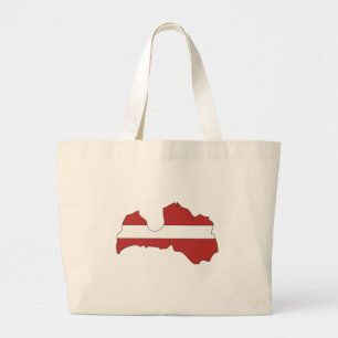 Bolsa Tote Grande Mapa da bandeira de Latvia