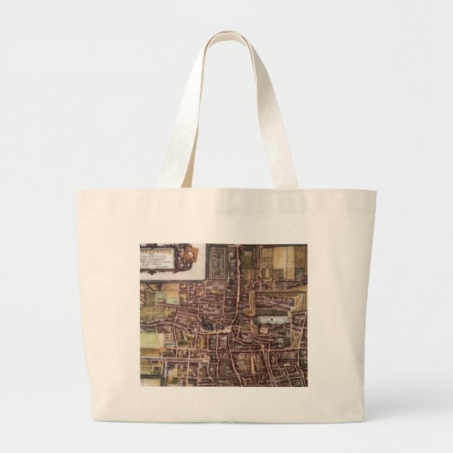 Bolsa Tote Grande Mapa da cidade de réplica de Haia 1649 (Frente)