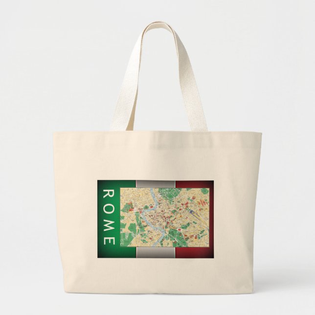 Bolsa Tote Grande Mapa da cidade de Roma (Frente)