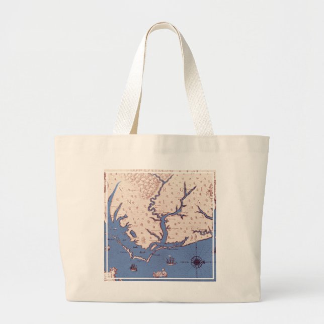 Bolsa Tote Grande Mapa de Virgínia (Frente)