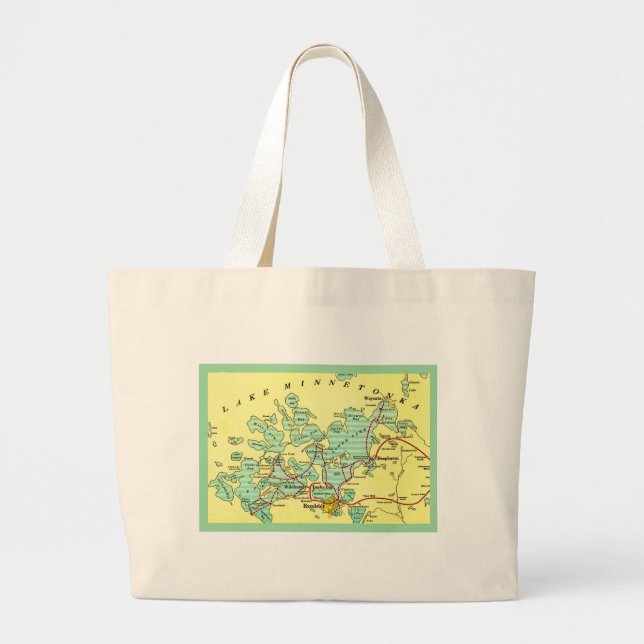 Bolsa Tote Grande Mapa do Lago Minnetonka (Frente)