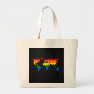 Bolsa Tote Grande Mapa do mundo do orgulho LGBT
