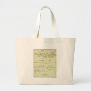 Bolsa Tote Grande Mapa do vintage dos Virgin Islands (1853)
