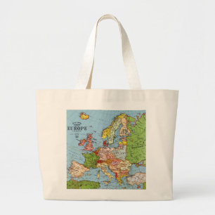 Bolsa Tote Grande Mapa geral do século XX de Europa do vintage
