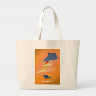 Bolsa Tote Grande Mapa ilustrado de Marrocos impressão de poster de