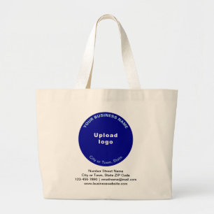 Bolsa Tote Grande Marca de negócios em forma redonda azul na barra d