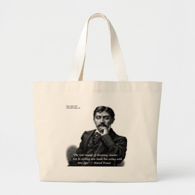 Bolsa Tote Grande Marcel Proust e citação famosa (Frente)