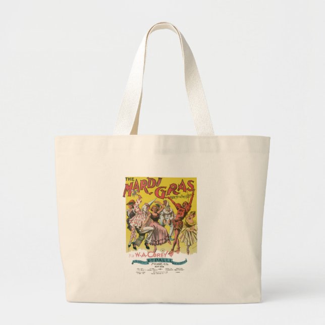 Bolsa Tote Grande Mardi Gras Antique Yellow Poster (Frente)