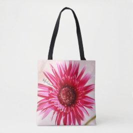Bolsa Tote Grande Margarida Rosa em Flor, personalizada