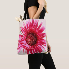 Bolsa Tote Grande Margarida Rosa em Flor, personalizada