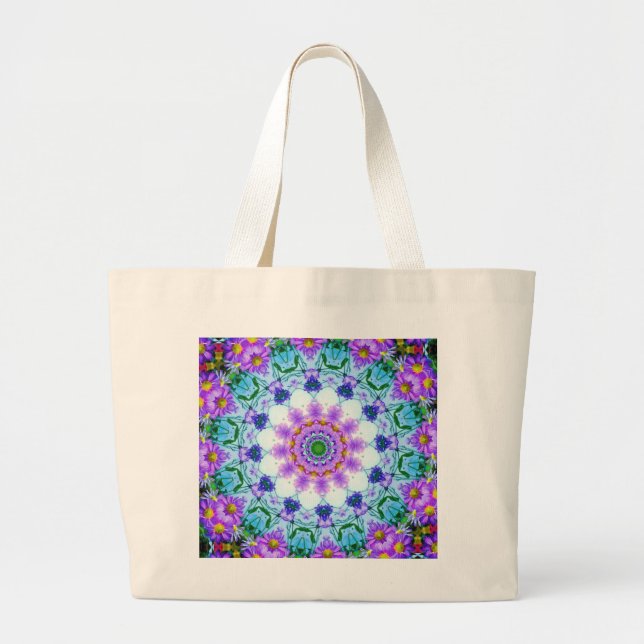 Bolsa Tote Grande Margarida Roxa Geométrica (Frente)