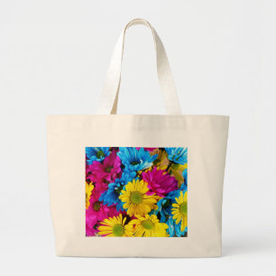 Bolsa Tote Grande Margaridas brilhantemente coloridas