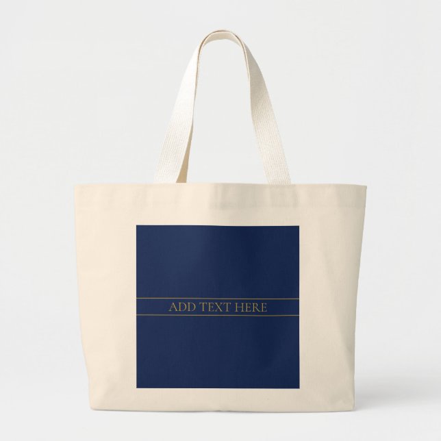 Bolsa Tote Grande Marinho Azul e Nome Dourado Sobrenome ou Empresa (Frente)