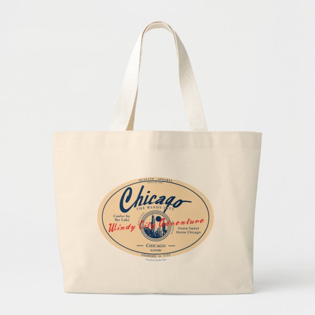 Bolsa Tote Grande Marinho Pier Chicago (Frente)