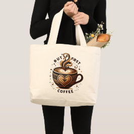 Bolsa Tote Grande Mas a primeira arte de café Na moda para amantes d