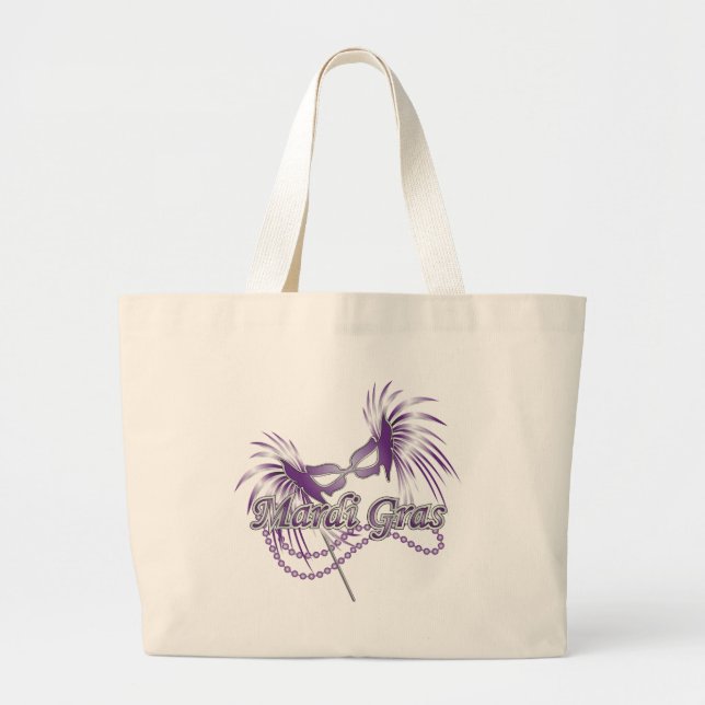 Bolsa Tote Grande Máscara Roxa Mardi Gras (Frente)