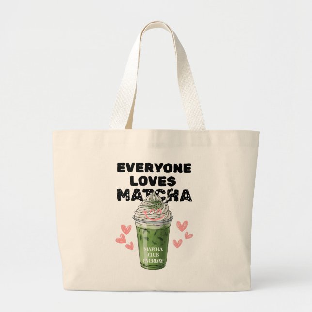 Bolsa Tote Grande Matcha Iced Latte Cute Chantilly Matcha  (Frente)