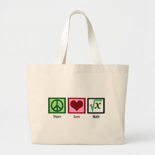 Bolsa Tote Grande Matemática do amor da paz
