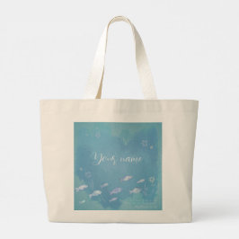 Bolsa Tote Grande Matthew 4:19 Peixe Verso-Bíblia Cristão no Mar