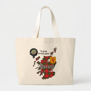Bolsa Tote Grande Maxwell Clan Crachá & Tartan Map of Scotland Large
