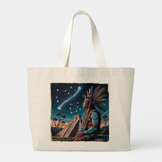 Bolsa Tote Grande Mayan Shaman Stargazer Calendário e Glifos Antigos