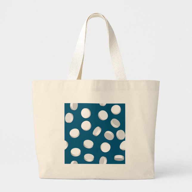 Bolsa Tote Grande medicamentos para pílulas azuis (Frente)