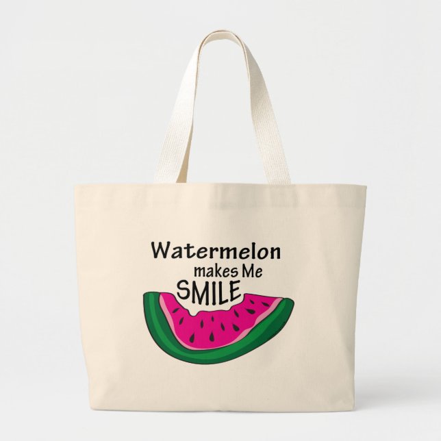 Bolsa Tote Grande Melancia Me Faz Sorrir De Saco (Frente)