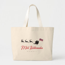 Bolsa Tote Grande Mele Kalikimaka Christmas Santa with Hawaiian flag