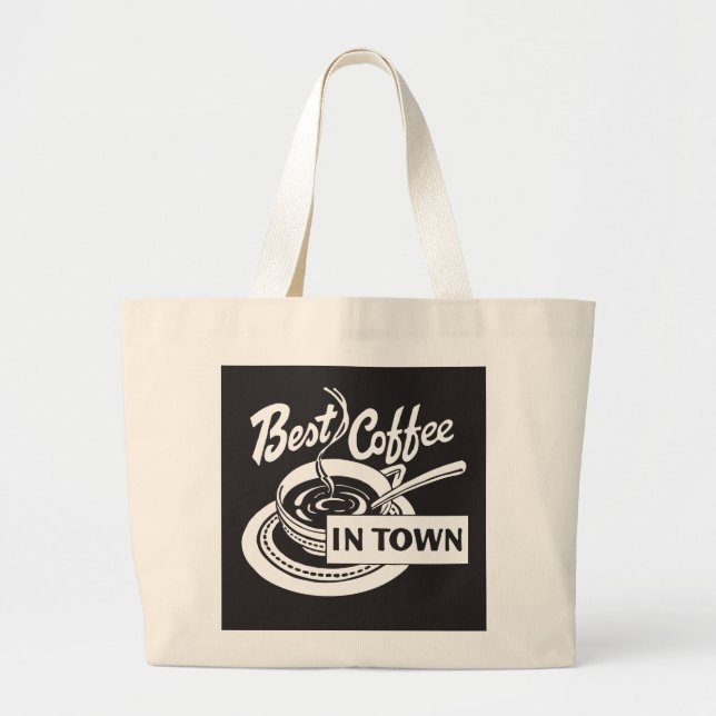 Bolsa Tote Grande Melhor Café da Cidade (Frente)