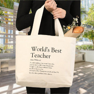 Bolsa Tote Grande Melhor definição de professor do mundo personali