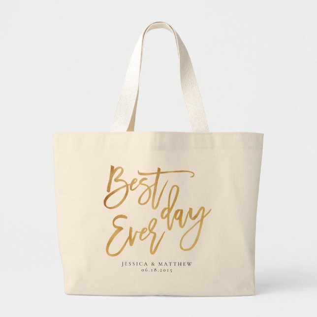 Bolsa Tote Grande Melhor dia da vida, Script (Frente)