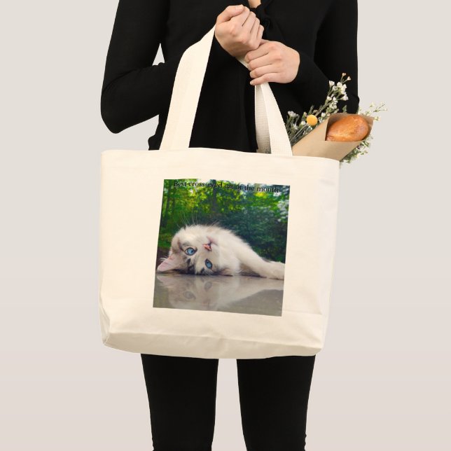 Bolsa Tote Grande Melhor gato vesgo (Frente (produto))