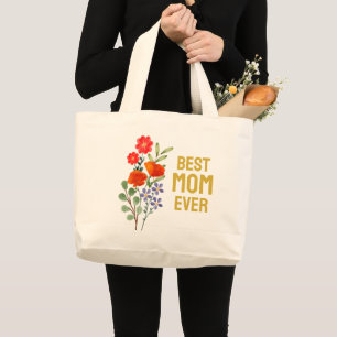 Bolsa Tote Grande Melhor Mãe Nunca Selvagens Dourada Tipografia