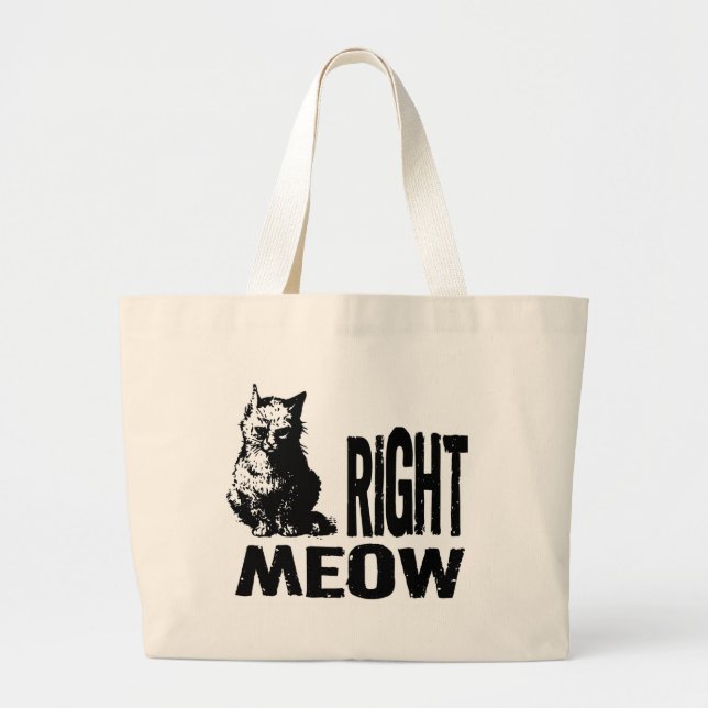 Bolsa Tote Grande MEMÓRIA CERTA! Gatinho Mau engraçado (Frente)