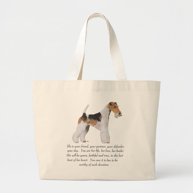 Bolsa Tote Grande Memória / Dedicação ao Wire Fox Terrier MACHO (Frente)
